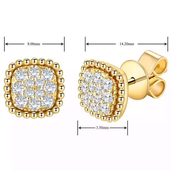 Gold plated round cut earrings - Picture 2 of 3